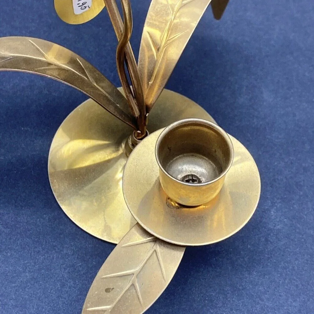 90s MASCOT USA Austrian Crystal Hummingbird Candle Holder 24K Gold Plated 8